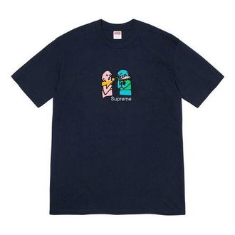 SUPREME FW19 Week 17 Bite Tee Cartoon Graffiti Printing Short Sleeve Unisex Navy Blue SUP-FW19-10910
