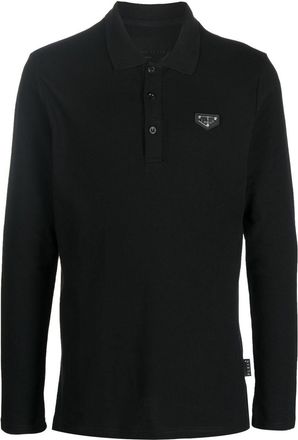 Philipp Plein logo-plaque polo shirt - men - Cotton - XXXL - Black