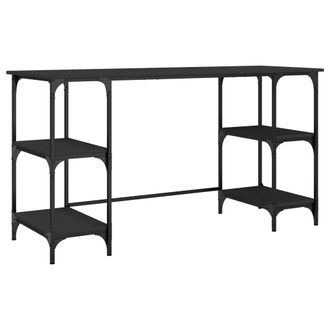 vidaXL Escritorio De Metal Y Madera De Ingenier&iacute;a Negro 140x50x75 Cm Vidaxl