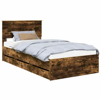 vidaXL Estructura De Cama Roble Ahumado 100 X 200 Cm Madera Ingenieril Vidaxl