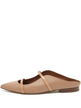 Malone Souliers Maureen pointed-toe leather mules - women - Calf Leather/Calf Leather/Calf Leather/Rubber - 37 - Neutrals