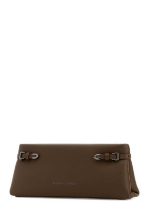 Brunello Cucinelli Womens Mud Leather Clutch C9357