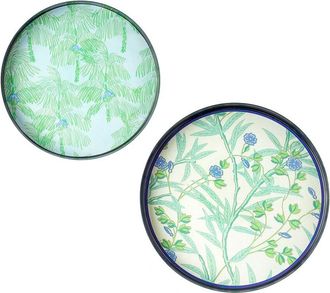Tiramisu Set of 2 Verdant Whisper Metal Trays