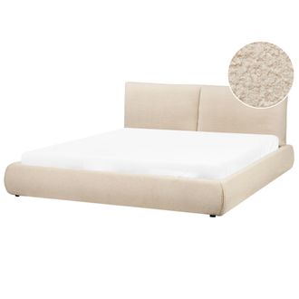 Beliani Cama Moderna Tapizada En Boucl&eacute; 180 X 200 Cm De Somier Listones Beige Claro Vinay