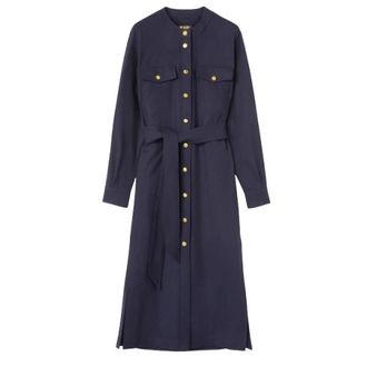 Loro Piana Blauwe wollen jurk met ronde hals - Dames - Casual kleedjes - Blauw - XS - Wol - Kleedjes