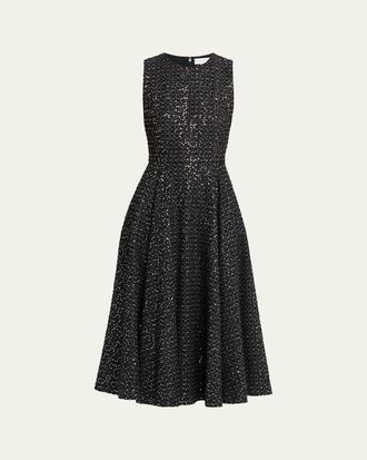 Michael Kors Sleeveless Sequin Cotton Midi Dress
