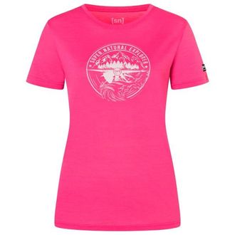 super.natural Exploring Tee Merinoshirt f&uuml;r Damen | rosa/wei&szlig;