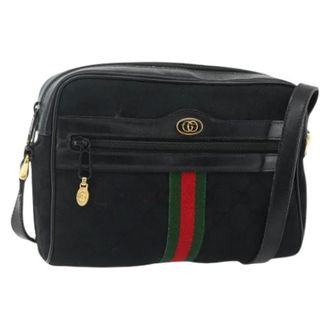 Gucci Pre-owned Vintage GG Canvas Schoudertas - Dames - Pre-owned - Zwart - Maat: ONE Size Leer