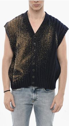 Maison Margiela MM0 Sleeveless Wool Cardigan With Coated Details size Xs