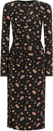 Dolce & Gabbana Midi-jurk met bloemenprint - Zwart