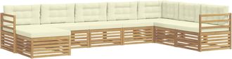 vidaXL Conjunto De Sof&aacute;s De Exterior 8 Uds. Blanco Y Crema Poli&eacute;ster Vidaxl