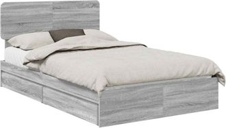 vidaXL Cama Con Almacenamiento Con Cabecera Gris Sonoma 135 X 190 Cm Vidaxl