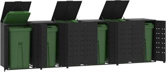vidaXL Vidaxl - Cobertizo De 6 Contenedores De Basura Acero Negro 414x79x117 Cm