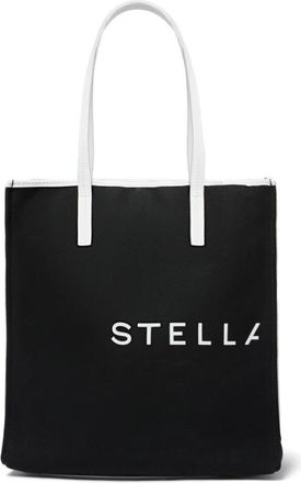 Stella McCartney Canvas Logo Print Moon Charm Tas - Dames - Shoppers - Zwart - ONE Size - Tassen