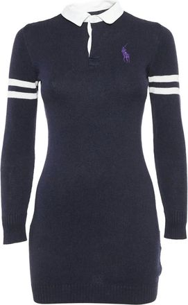 Ralph Lauren 2024 polo-collar stripe-sleeve mini dress - Blue