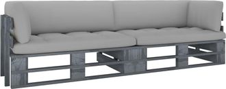 vidaXL Sof&aacute; De Palets 2 Plazas Cojines Gris Madera De Pino Impregnada Vidaxl
