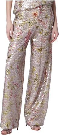 Alberta Ferretti Alberta Ferretti, Wide Trousers, female, Multicolor, Size: M Printed Sequins Wide Leg Trousers