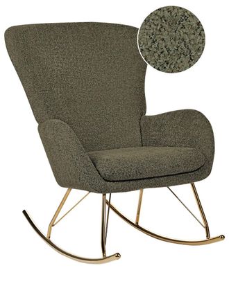 Beliani Mecedora boucl&eacute; verde oscuro