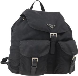 Prada Pre-owned Backpacks, female, Black, Size: ONE SIZE Pre-owned Vintage Nylon Backpack