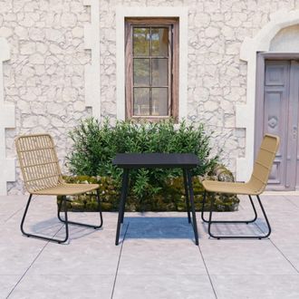 vidaXL 3 Pcs Set Dining Para Jardim Vime Pe And Glass