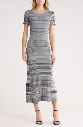 Desigual Stripe Short Sleeve Maxi Sweater Dress in Gray at Nordstrom Rack, Size X-Small