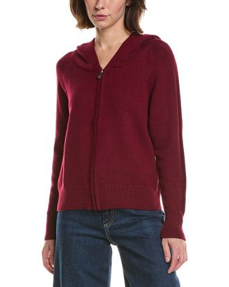 Brodie Ribbed Zip Up Cashmere-Blend Hoodie