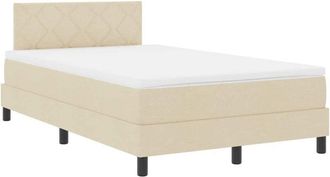 vidaXL Cama Tipo Box Spring Con Colch&oacute;n Crema 120 X 190 Cm Tela Vidaxl