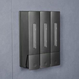 OEM Dispensador De Jab&oacute;n Para Ducha De 3 X 400 Ml, Champ&uacute; Y Acondicionador, 3 Compartimentos, Montaje En Pared Sin Taladrar, Para Ba&ntilde;o Y Cocina (gris)