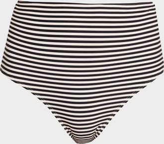 Nili Lotan High-Waist Striped Bikini Bottoms