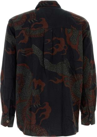 Our Legacy Brown Abstract Snake Print Exterior: Cotton Camicie Shirt