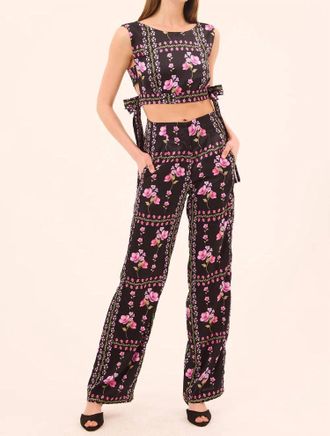 Misa Rita Pant In Midnight Lattice Satin