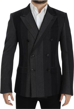 Dolce & Gabbana Dubbelrijige krijtstreeppak blazer - Heren - Blazers - Grijs - M - Wol - Jassen