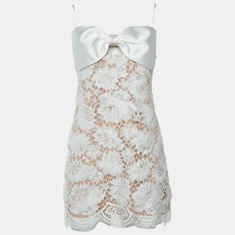 Self Portrait White Lace Bow Mini Dress