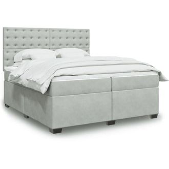 vidaXL Vidaxl - Cama Box Spring Con Colch&oacute;n Terciopelo Gris Claro 200x200 Cm