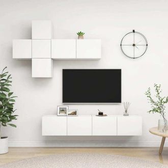 vidaXL 7 Piece TV Cabinet Set White Engineered Wood vidaXL