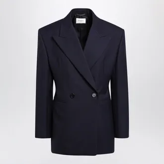 Saint Laurent Giacca doppiopetto blu marino in lana