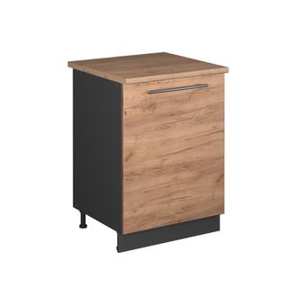 Vicco Mueble Bajo De Cocina Fame-line, Roble Dorado/antracita, 60 Cm 1 Puerta Con Encimera, Vicco