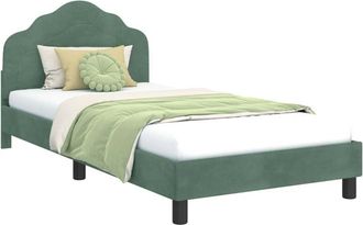 vidaXL Cama Para Ni&ntilde;os Con Cabecero Verde Mar 90 X 190 Cm Terciopelo Vidaxl