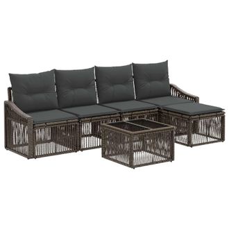 vidaXL Conjunto De Sof&aacute;s De Jard&iacute;n 6 Pcs Gris Rat&aacute;n Sint&eacute;tico Vidaxl