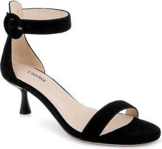 L'agence Andelle II Ankle Strap Sandal in Black Suede at Nordstrom, Size 9.5