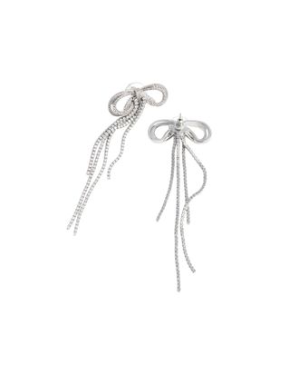Self Portrait Womens Earrings Double Crystal Bow Silver Crystal-Silver Brass Crystal/silver
