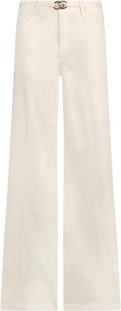 Liu Jo Flared broek met riem - Dames - Wijde Broeken - Beige - W26 - Katoen - Broeken