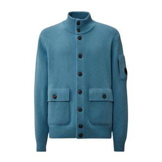 C.P. Company C.p. Company, Truien & Vesten, Heren, Blauw, L, Wol, Cardigan met knoopsluiting