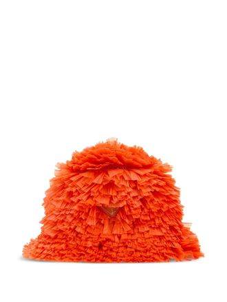 Prada logo-plaque hat - Orange