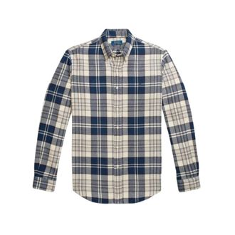 Ralph Lauren Flanellen Shirt - Ruiten Offwhite/Marineblauw - Heren - Casual Overhemden - Veelkleurig - L - Katoen - Overhemden