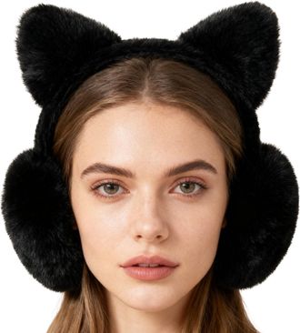Generic Cute Earmuffs | Folding Windproof Bear Design Warmer Cover | Womens Ear Muffs,for Cold Weather Running Sleeping Outfit Ski Snow