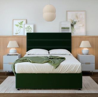 Bedmaster Super Ortho Orthopaedic Plush Velvet 2 Drawer Divan Set in Emerald | Size: Super King