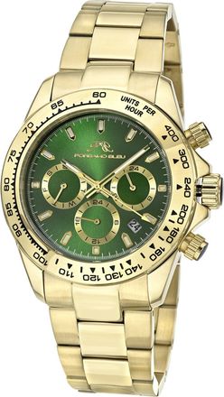 Porsamo Bleu Preston Stainless Steel Gold Tone & Green Mens Watch 1035BPRS