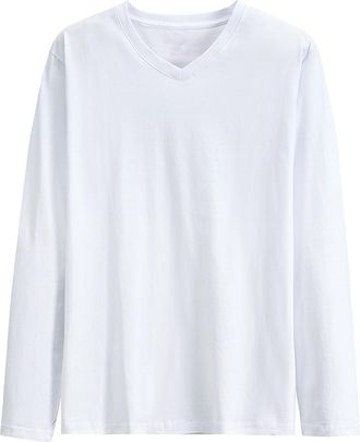 Generic Mens Slim Fit Long Sleeve V Neck T-Shirts Lightweight Basic Base Layer Plain Casual Soft Undershirt Classic Comfortable Stylish T-Shirts Warm Breathab