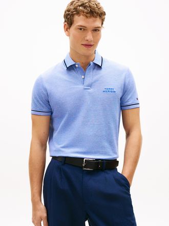 Tommy Hilfiger Poloshirt TOMMY HILFIGER OXFORD TWO TONE REGULAR PLACKET, Herren, Gr. XXL, regal blau, wei&szlig;, Jersey, Obermaterial: 100% Baumwolle, unifarben, regular 